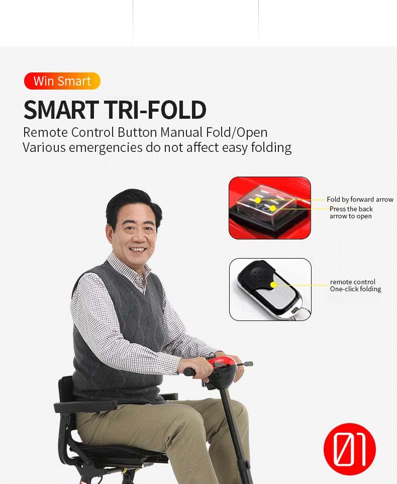 Four Wheels Small Size Convenient Foldable Electric Handicap Scooter for Trvalling